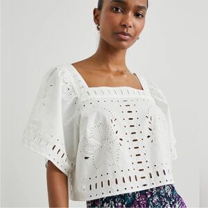 Laine Rails White Eyelet Blouse